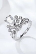 Sterling silver pear cut 1 carat moissanite ring with leaf accents
