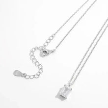 Sterling silver pendant necklace with rectangular clear gemstone