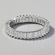Sterling silver ring with baguette-cut cubic zirconia eternity band