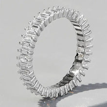 Sterling silver ring with baguette-cut cubic zirconia eternity band