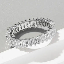 Sterling silver ring with baguette-cut cubic zirconia eternity band
