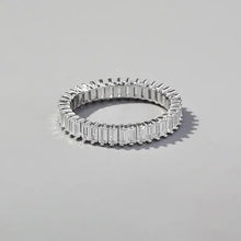 Sterling silver ring with baguette-cut cubic zirconia eternity band