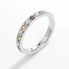 Sterling Silver Ring with Colorful Gemstones and Star Cutouts
