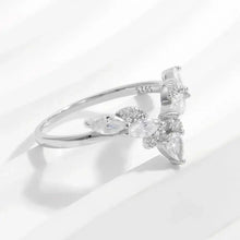 Sterling silver ring with inlaid marquise and pear zircon stones