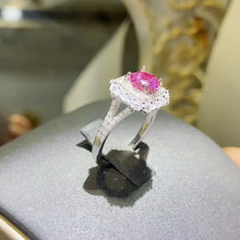 18-karat white gold diamond ruby ring with carat moissanite zircon halo