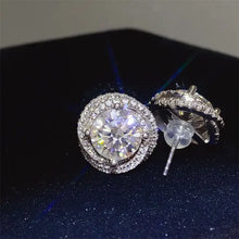 Sterling silver 0.5 carat moissanite halo stud earrings