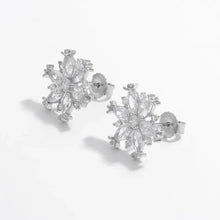 Sterling silver snowflake earrings with sparkling cubic zirconia stones