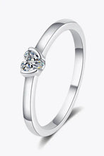 Sterling silver solitaire ring with heart-shaped moissanite gemstone