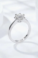 Sterling silver solitaire ring with six-prong round diamond