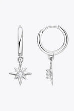 Sterling silver star drop earrings with moissanite gemstone accents