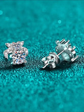 Sterling silver stud earrings with cubic zirconia pavé accents