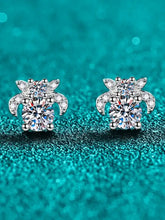 Sterling silver stud earrings with brilliant cut carat moissanite and pavé accents