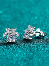 Sterling silver stud earrings with floral moissanite design