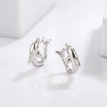 Sterling silver zircon dolphin hoop earrings with pair design
