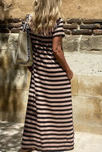 Stripe Casual Round Neck Tee Dress with Pockets Casual Dresses