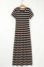 Stripe Casual Round Neck Tee Dress with Pockets Casual Dresses