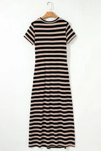 Stripe Casual Round Neck Tee Dress with Pockets Casual Dresses