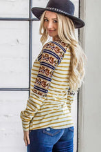 Stripe Ethnic Print Raglan Long Sleeve Shirt for Women Woman T Shirts