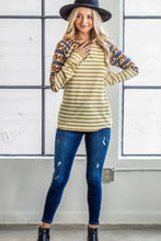 Stripe Ethnic Print Raglan Long Sleeve Shirt for Women Woman T Shirts