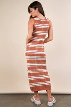 Stripe Knit Casual Sweater Midi Dress for Women