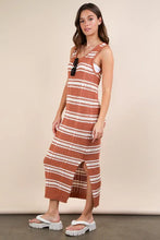 Stripe Knit Casual Sweater Midi Dress for Women
