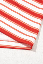 Stripe Print Contrast Short Sleeve T Shirt for Women Woman T Shirts