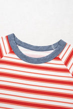 Stripe Print Contrast Short Sleeve T Shirt for Women Woman T Shirts