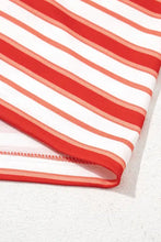 Stripe Print Contrast Short Sleeve T Shirt for Women Woman T Shirts