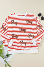 Stripe sequined joy relaxed fit red and white striped sweatshirt with glittery brown sequins and care instructions
