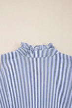 Stripe Sleeveless Notched Ric Rac Mini Dress Casual Dresses