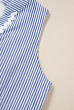 Stripe Sleeveless Notched Ric Rac Mini Dress Casual Dresses