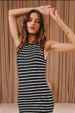 Stripe Sleeveless Sweater Maxi Dress with Ruffled Hem