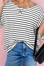Striped Boatneck Short Sleeve T Shirt for Women Stripe