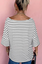 Striped Boatneck Short Sleeve T Shirt for Women