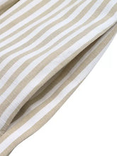Beige and white striped wide leg jumpsuit fabric with textured weave