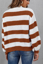Striped Button Up Long Sleeve Sweater Woman Outerwear