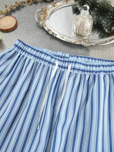Light blue navy striped shorts with elastic waist in Striped Cami Lounge Set