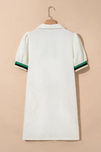 Striped Collared Zip Up Textured Dress Casual Dresses