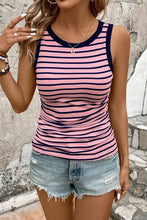 Striped Contrast Round Neck Tank Dusty Pink Tanks & Camis
