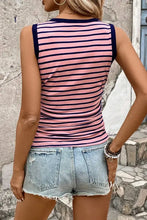 Striped Contrast Round Neck Tank Tanks & Camis