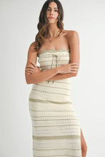 Striped Crochet Knit Midi Dress Strapless Sweater Dress for Women Woman Sweater Dresses