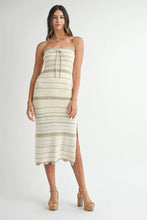 Striped Crochet Knit Midi Dress Strapless Sweater Dress for Women