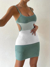 Striped Crochet Mini Dress Swim Cover Up Two Piece Cotton Dress