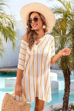 Striped Crochet Swimwear Cover-Up in White Gold or Orange
