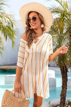 Striped Crochet Swimwear Cover-Up in White Gold or Orange Swimwear Cover-Ups