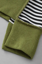 Striped Exposed Seam Half Button Sweatshirt Woman Sweatshirts
