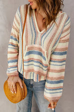 Striped Hooded Sweater with Kangaroo Pocket Woman Sweatshirts