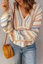 Striped Hooded Sweater with Kangaroo Pocket Woman Sweatshirts