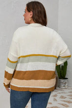 Plus Size Striped Knit Cardigan Long Sleeve Outerwear for Women Woman Outerwear