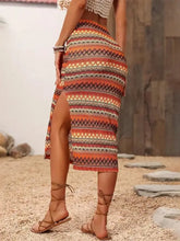 Striped Knit Midi Skirt with Side Slit Woman Skirts